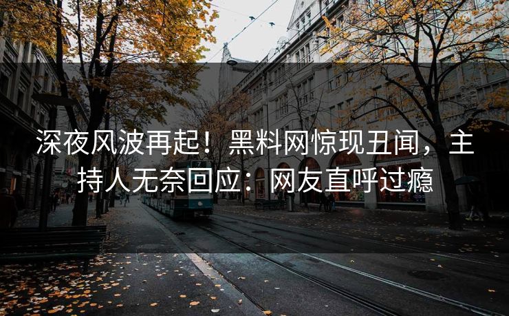 深夜风波再起！黑料网惊现丑闻，主持人无奈回应：网友直呼过瘾