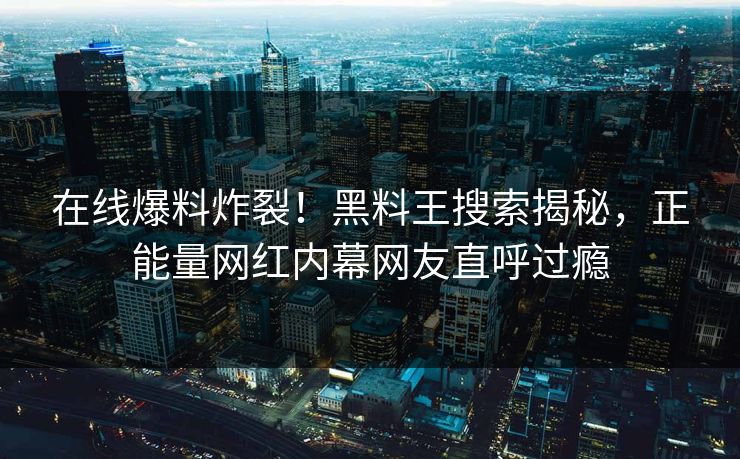 在线爆料炸裂！黑料王搜索揭秘，正能量网红内幕网友直呼过瘾