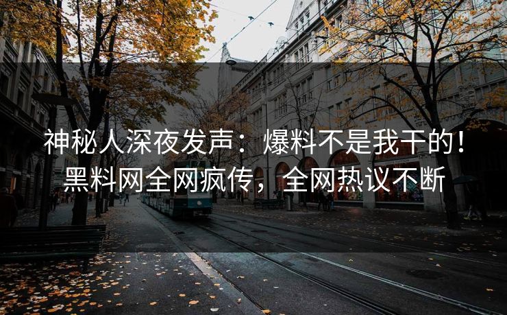 神秘人深夜发声:爆料不是我干的!黑料网全网疯传,全网热议不断