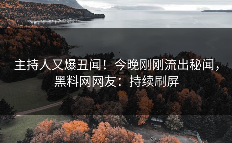 主持人又爆丑闻!今晚刚刚流出秘闻,黑料网网友:持续刷屏