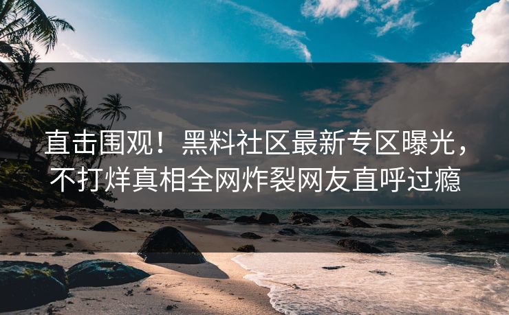 直击围观！黑料社区最新专区曝光，不打烊真相全网炸裂网友直呼过瘾