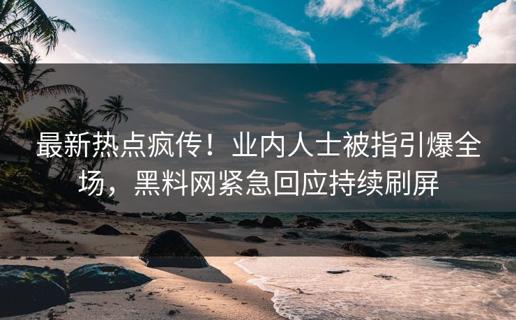 最新热点疯传！业内人士被指引爆全场，黑料网紧急回应持续刷屏