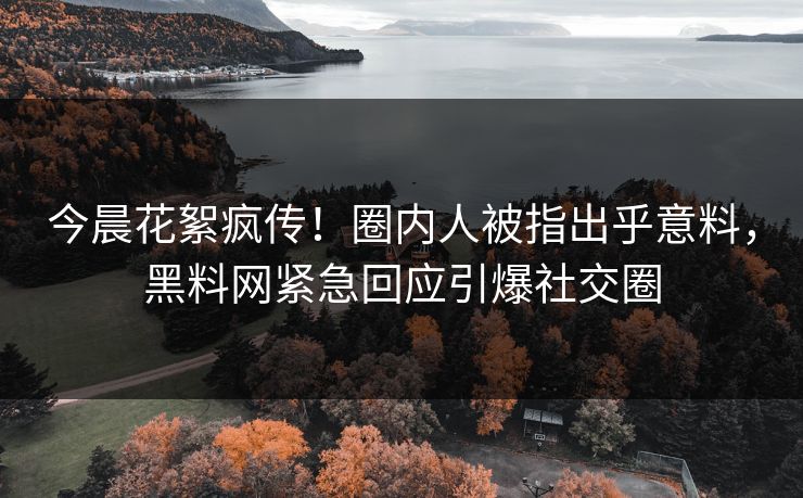 今晨花絮疯传！圈内人被指出乎意料，黑料网紧急回应引爆社交圈