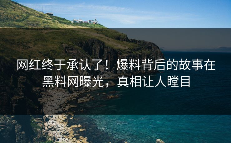 网红终于承认了！爆料背后的故事在黑料网曝光，真相让人瞠目