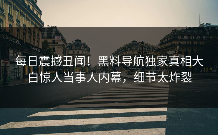 每日震撼丑闻！黑料导航独家真相大白惊人当事人内幕，细节太炸裂