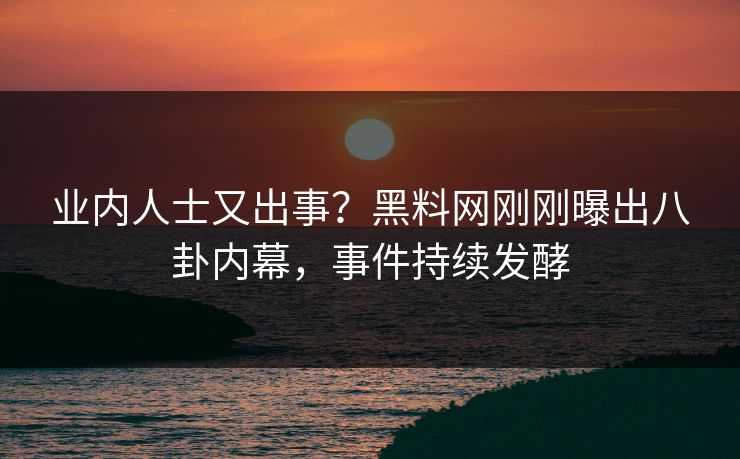 业内人士又出事？黑料网刚刚曝出八卦内幕，事件持续发酵
