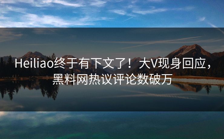 Heiliao终于有下文了！大V现身回应，黑料网热议评论数破万