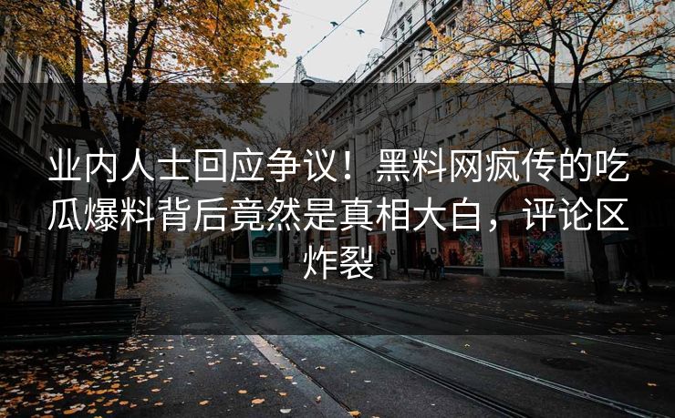 业内人士回应争议！黑料网疯传的吃瓜爆料背后竟然是真相大白，评论区炸裂