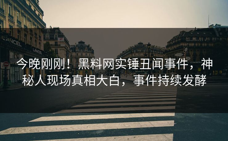 今晚刚刚！黑料网实锤丑闻事件，神秘人现场真相大白，事件持续发酵