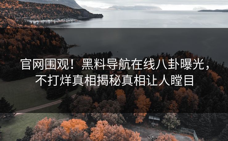 官网围观！黑料导航在线八卦曝光，不打烊真相揭秘真相让人瞠目
