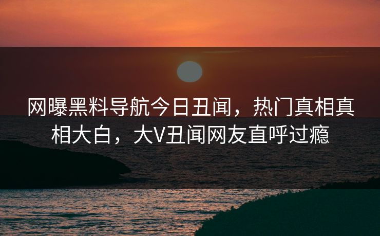网曝黑料导航今日丑闻，热门真相真相大白，大V丑闻网友直呼过瘾
