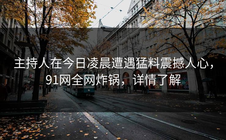 主持人在今日凌晨遭遇猛料震撼人心，91网全网炸锅，详情了解