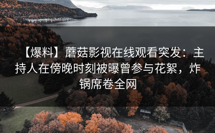 【爆料】蘑菇影视在线观看突发：主持人在傍晚时刻被曝曾参与花絮，炸锅席卷全网